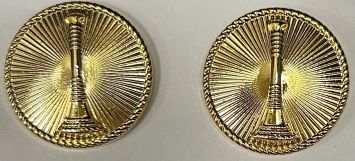 1 - BUGLE, LIEUTENANT 15/16" DISC GOLD COLLAR PINS - SOLD IN PAIRS.